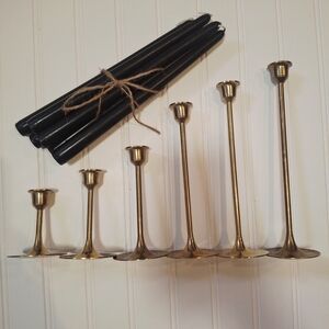 Vintage Gold Candle Holder Set
